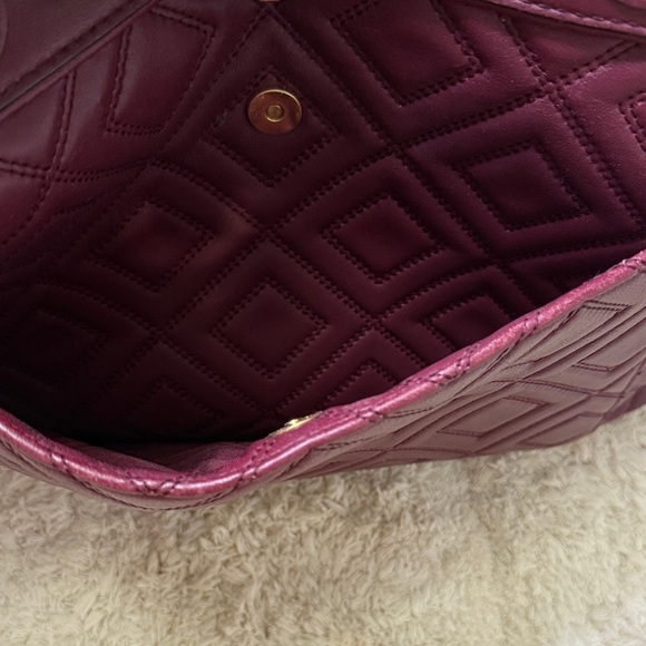 Tory Burch Fleming Triple Compartment Tote Burgandy - Picture 9 of 16